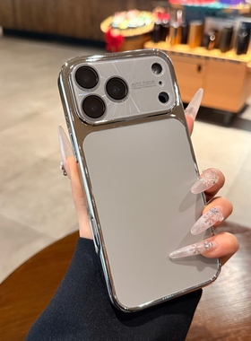 极光大视窗适用iphone17手机壳17promax苹果16pro新款轻奢电镀灰色15全包镜头膜14PM情侣简约高级13保护套女