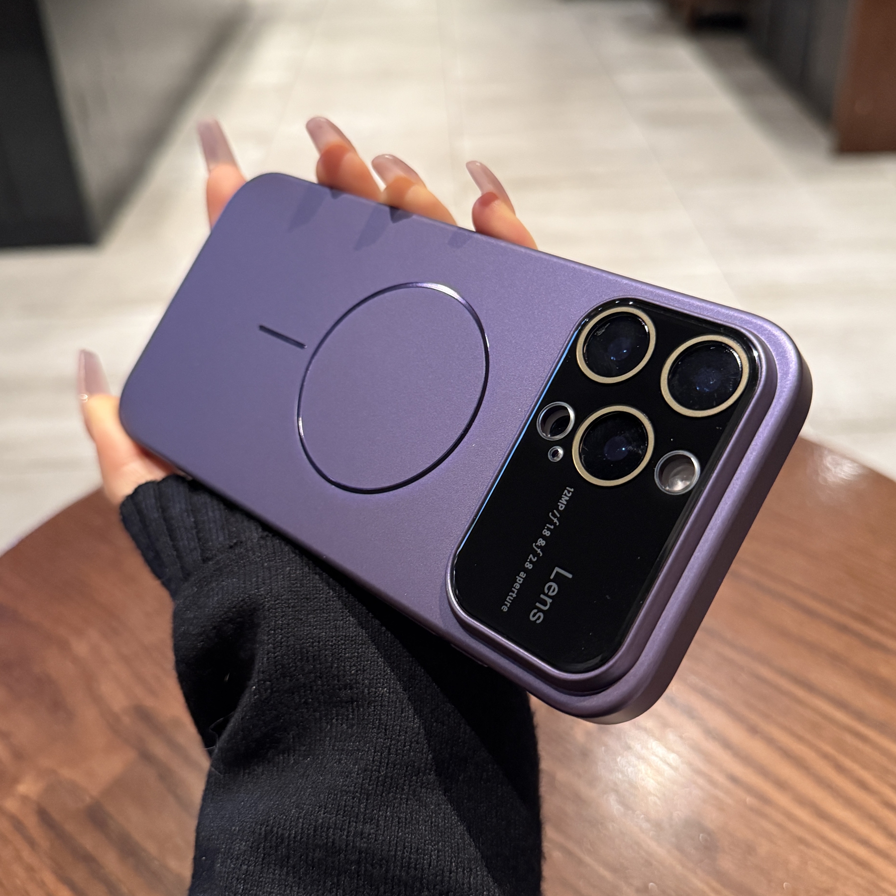 大视窗镜头膜全包适用苹果17promax手机壳iphone15新款细圈磁吸14pro磨砂12暗紫色Magsafe硬壳17air保护套13