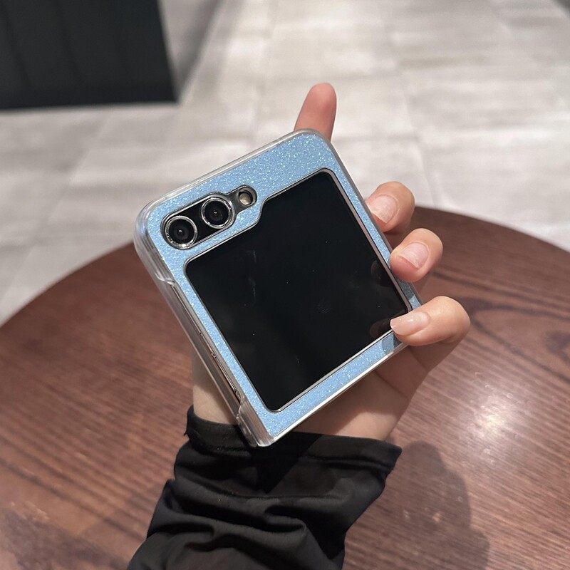 磁吸无线充电适用三星zflip5手机壳Galaxy Z Flip6折叠屏zflip3/4全包防摔超薄保护套蓝色皮质闪粉女简约高级