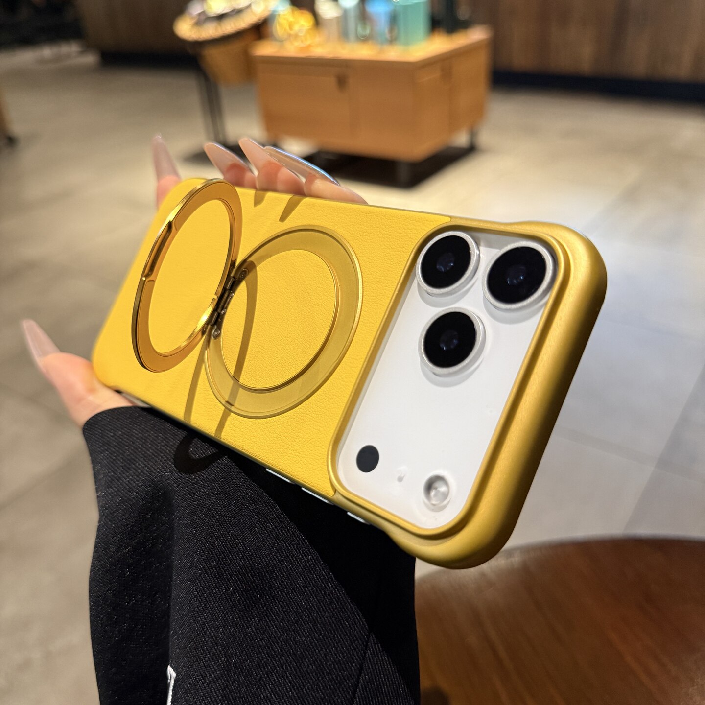 适用iPhone17promax手机壳苹果17Air新款磁吸支架支点壳16pro柠檬黄15简约女12超薄14plus皮纹13无边框保护套