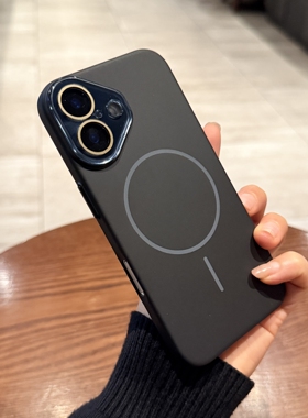 适用苹果16promax手机壳细圈磁吸Magsafe充电iPhone15pro新款磨砂13高级感黑色14plus镜头膜全包12pro保护套