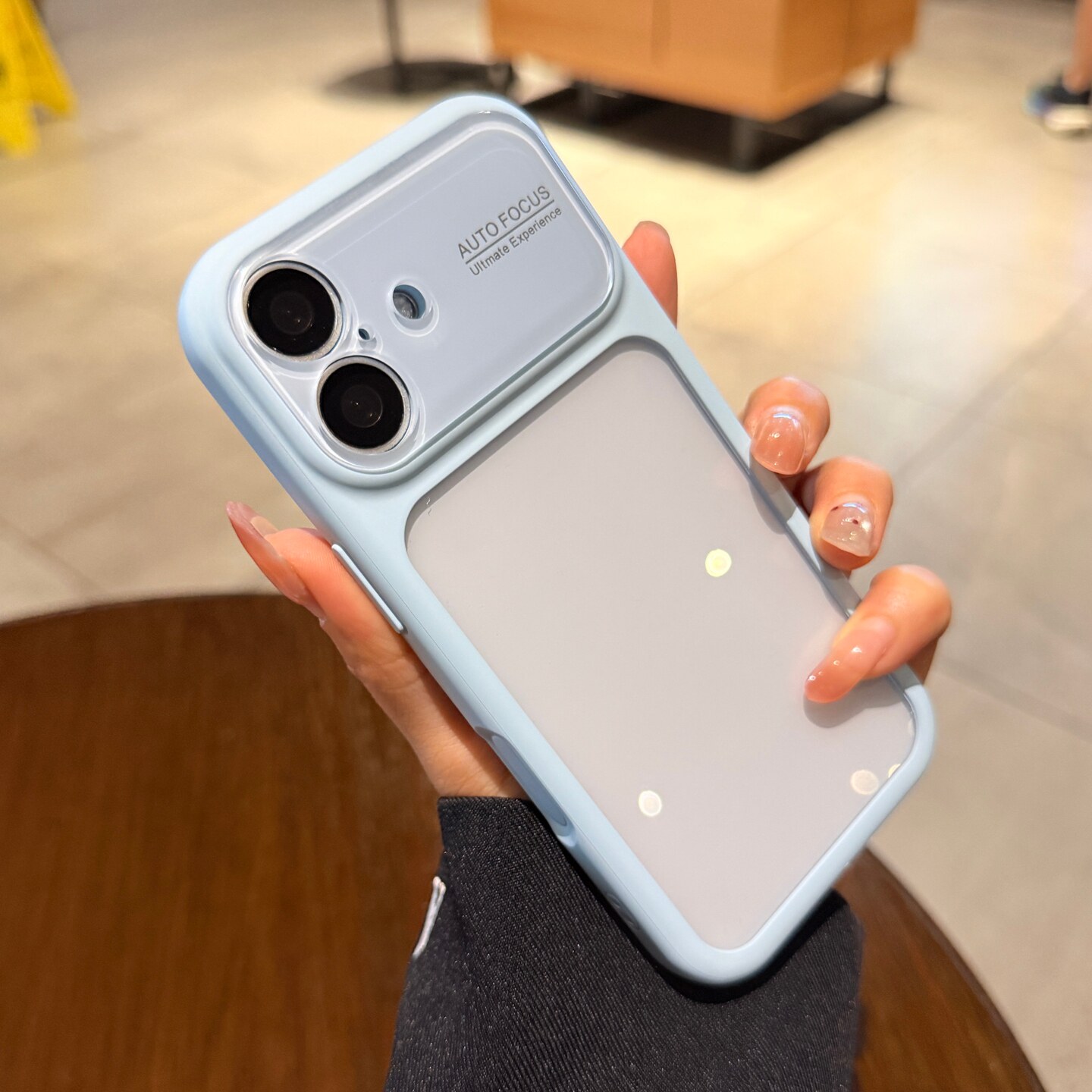 大视窗带镜头适用苹果17promax手机壳iphone16ProMax新款天蓝色边框透明外壳PM全包相机按键15保护套情侣高级