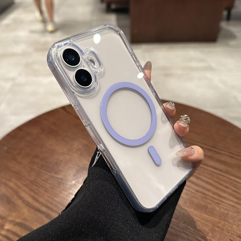 适用苹果17promax手机壳Air新款透明iPhone17磁吸保护套苹果16promax防摔全包14紫色女15pm高级感13por硬壳女