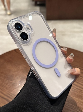 适用苹果17promax手机壳Air新款透明iPhone17磁吸保护套苹果16promax防摔全包14紫色女15pm高级感13por硬壳女