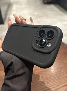 带转音孔适用iphone16pro/15promax手机壳苹果14圆角13简约高级12新款黑色11磨砂软硅胶XS全包保护套plus男女