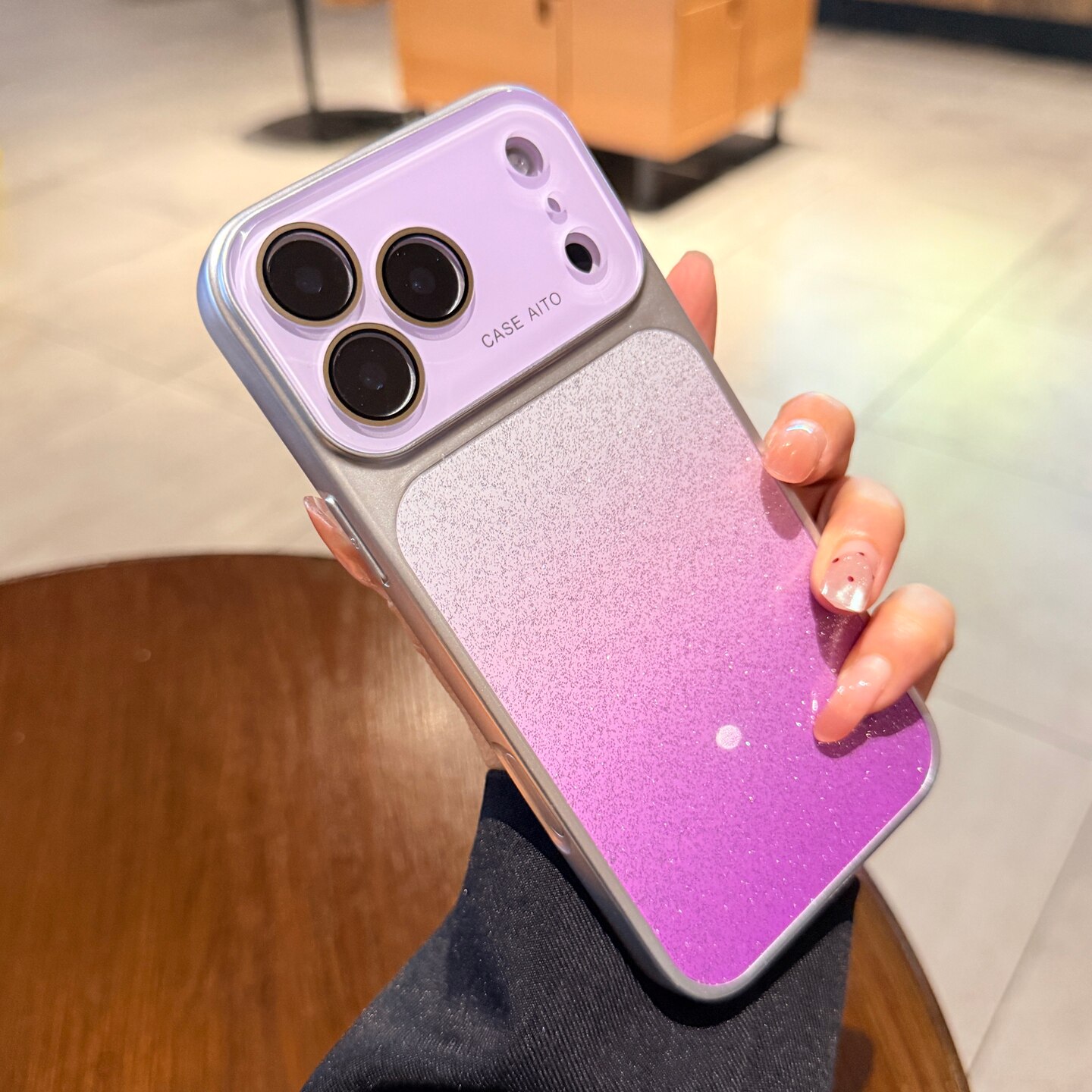 闪粉渐变紫色适用苹果17promax手机壳iphone16pro秒变17大视窗13全包镜头膜15女新款14pro简约高级12PM保护套