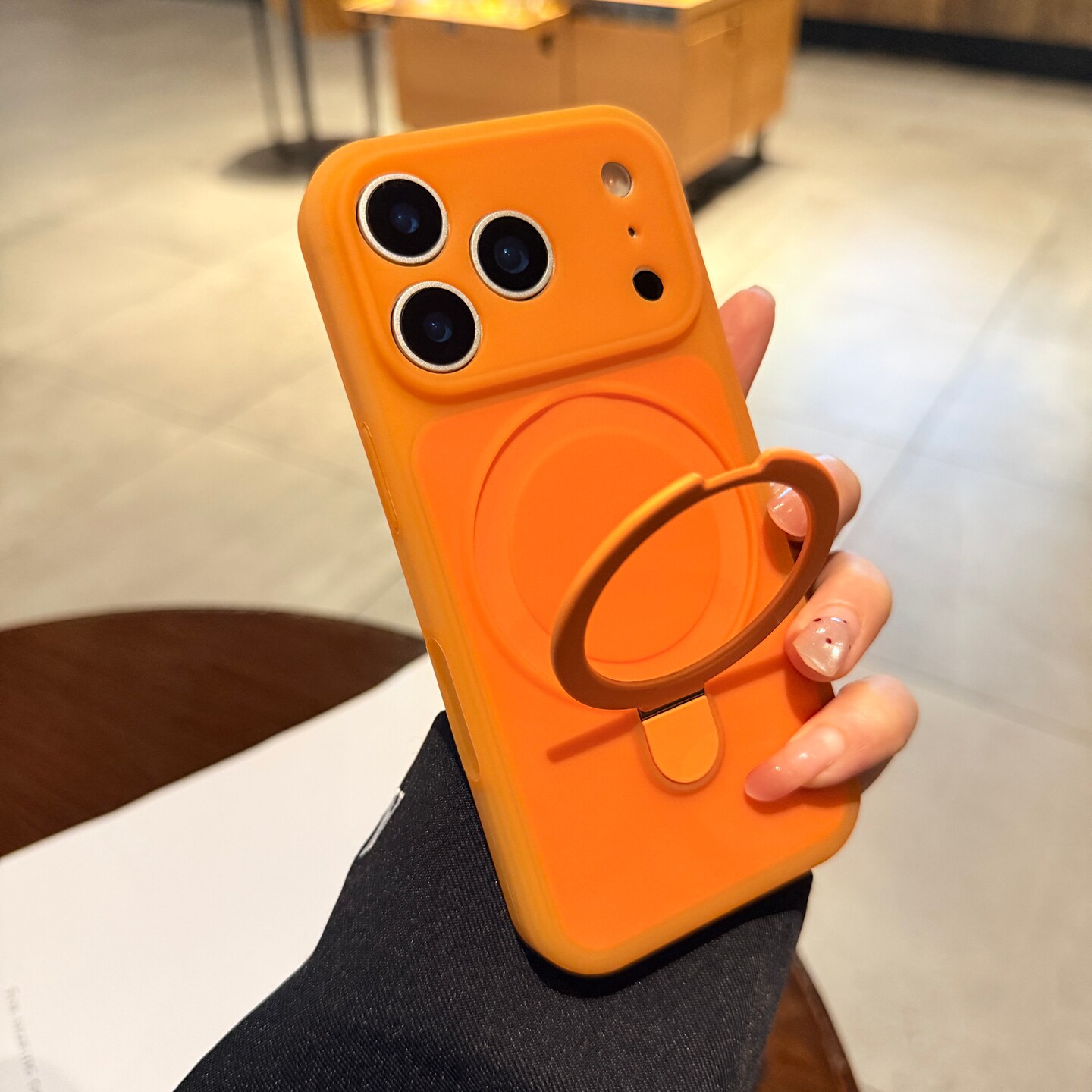 磁吸支点壳适用苹果17promax手机壳iphone16pro液态硅胶新款果冻橙色15带支架14PM按键全包保护套情侣高级感