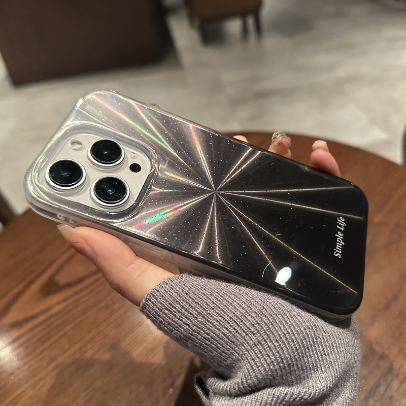 极光镭射渐变星空黑适用iPhone15promax手机壳苹果14pro新款ins风小众高级感13Pro套12网红女por硅胶保护套男-封面