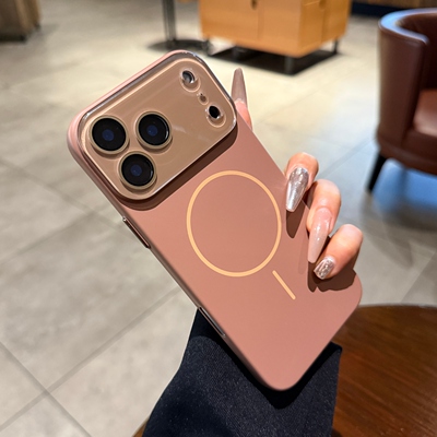 超薄磨砂适用苹果17promax手机壳iphone16细圈磁吸Air秋冬新款美拉德风15pro全包镜头膜12棕色13保护套14plus