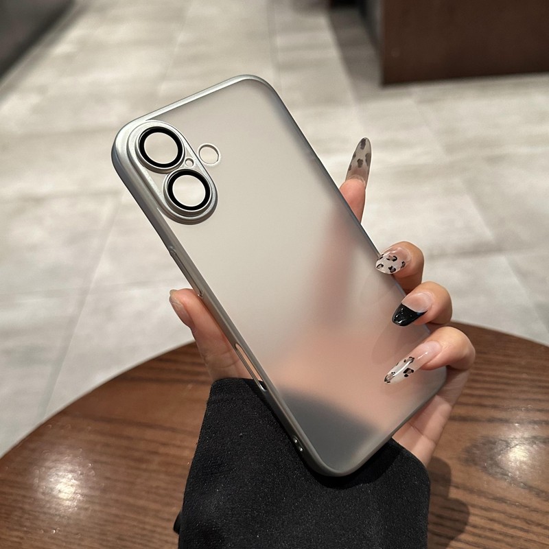 适用苹果16promax手机壳透明磨砂15plus防摔防指纹iphone16保护套14新款镜头膜全包12pm高级电镀银13硬壳男女