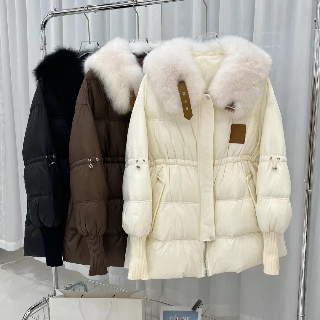 新款秋冬气质高端狐狸毛皮草羽绒服女中长款显瘦白鹅绒外套潮