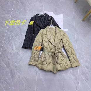 秋冬羽绒服女短款韩版高级感90白鸭绒修身显瘦腰带外套潮中等