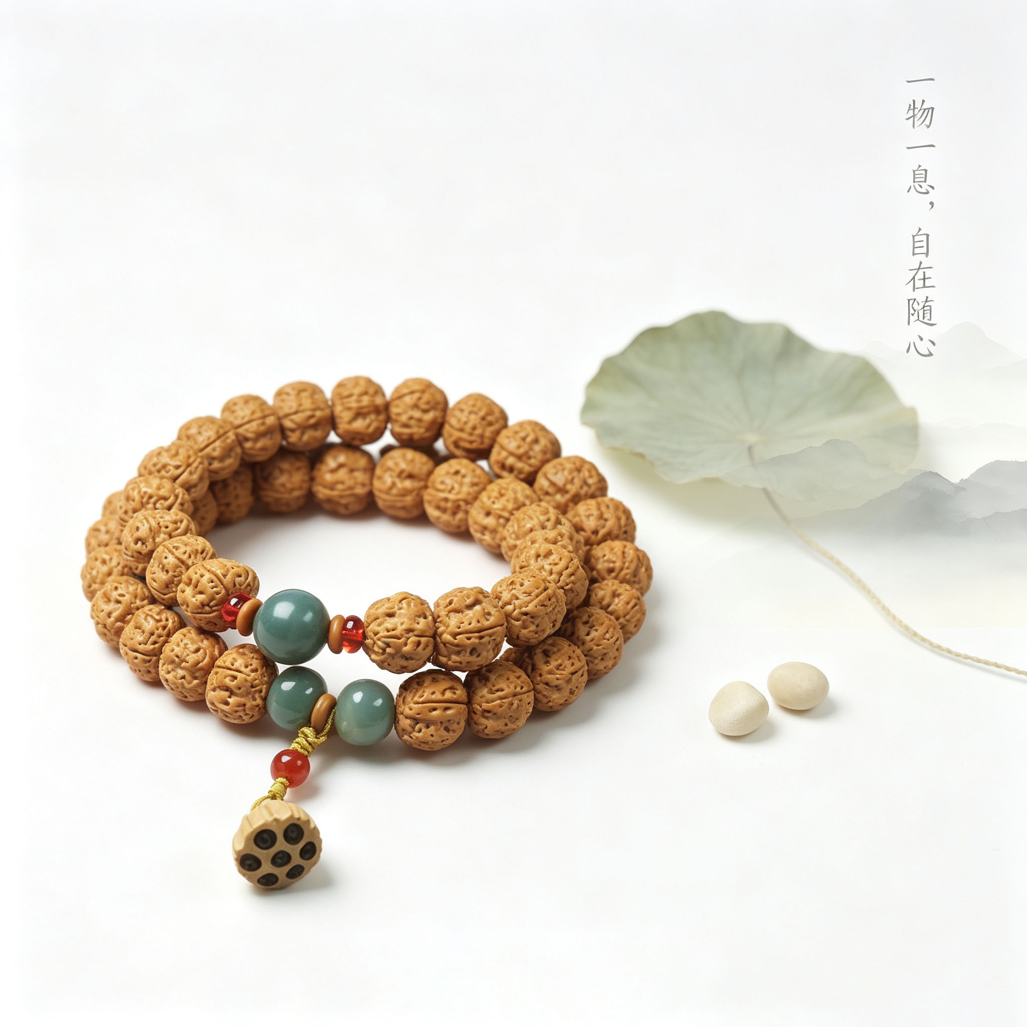 金刚菩提双圈佛珠手串木莲蓬吊坠手链男女念珠简约文玩礼品