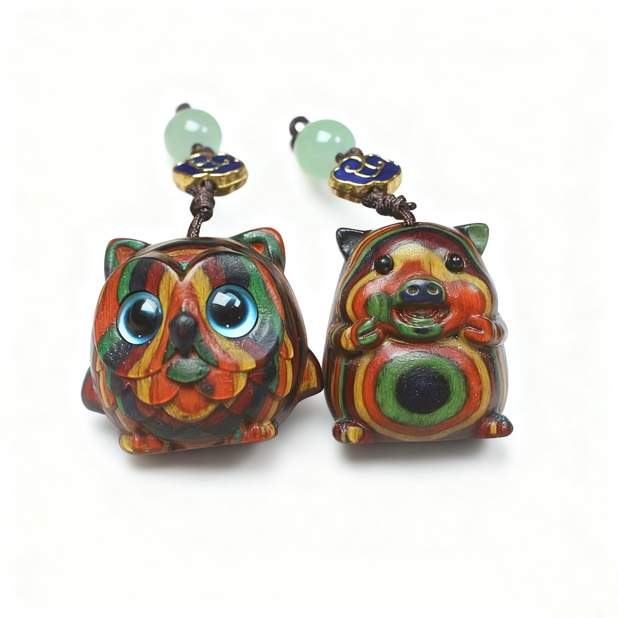 彩虹木桉木小猪唐马挂饰挂件男女木质手机链包包挂件简约实木沉水