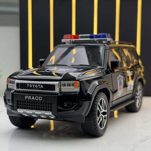 新款 威丽合金车模1比24普拉多LC250警车声光儿童玩具模型摆件