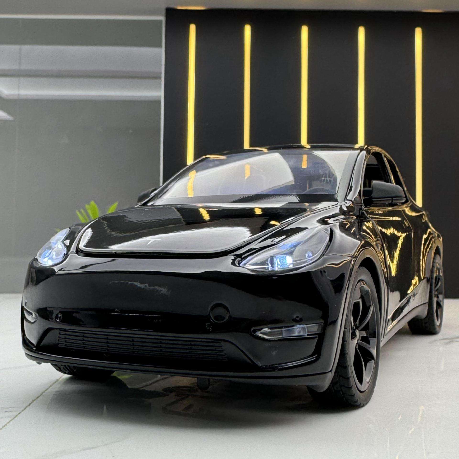 新款新豪迪合金车模1:24特斯拉ModelY带声光玩具汽车音乐模型摆件