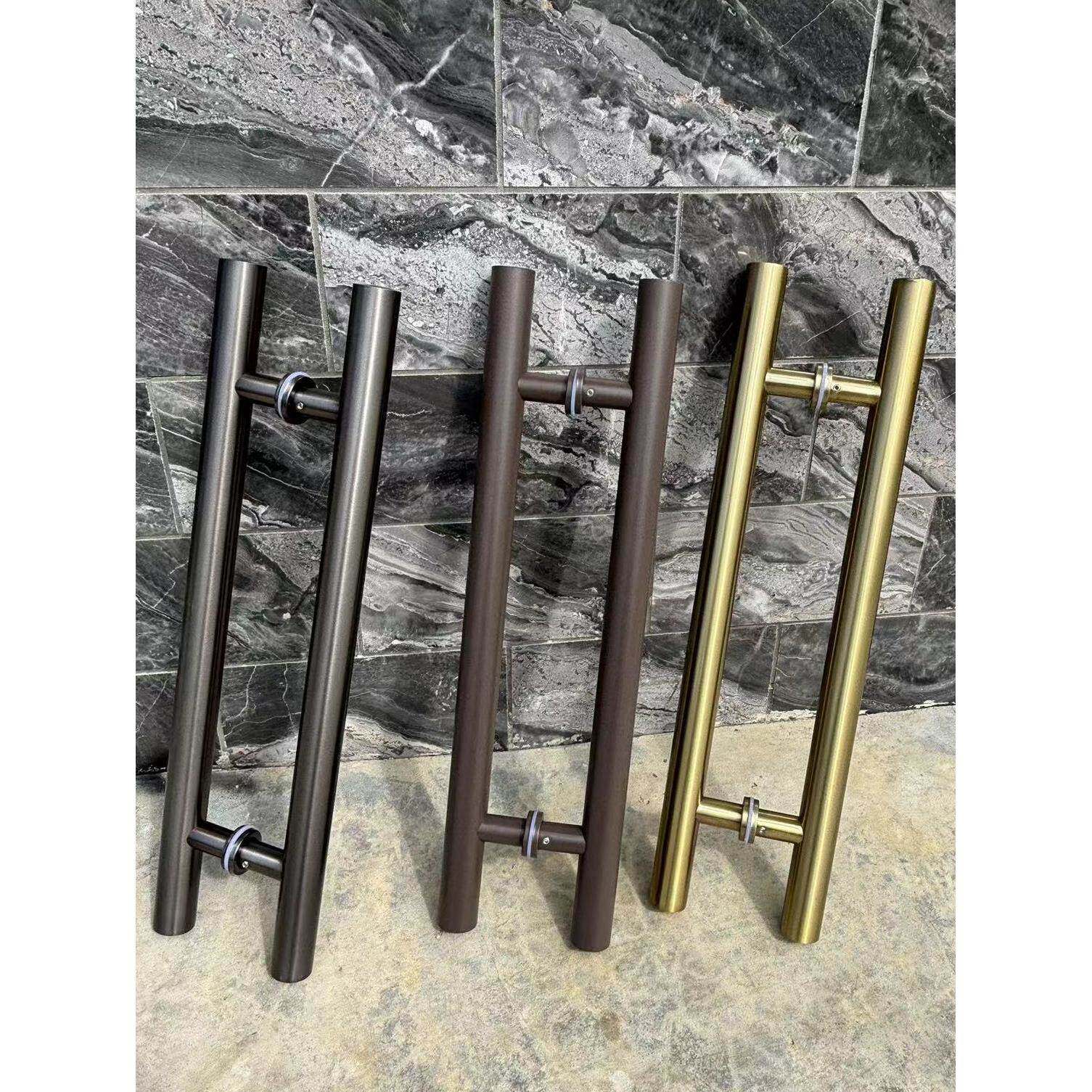 无框玻璃门拉手灰钛咖啡有框推拉门把手不锈钢拉丝香槟金木门拉把