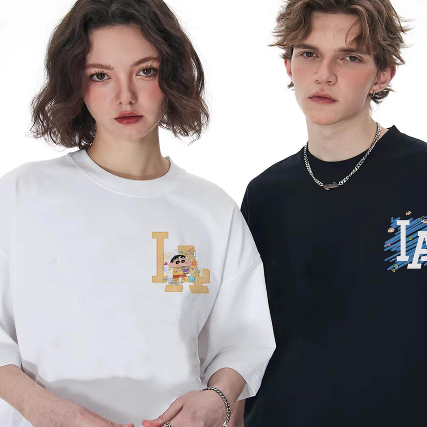 LA官方正品2026新款春夏男女同款纯棉宽松潮牌爆款休闲T恤