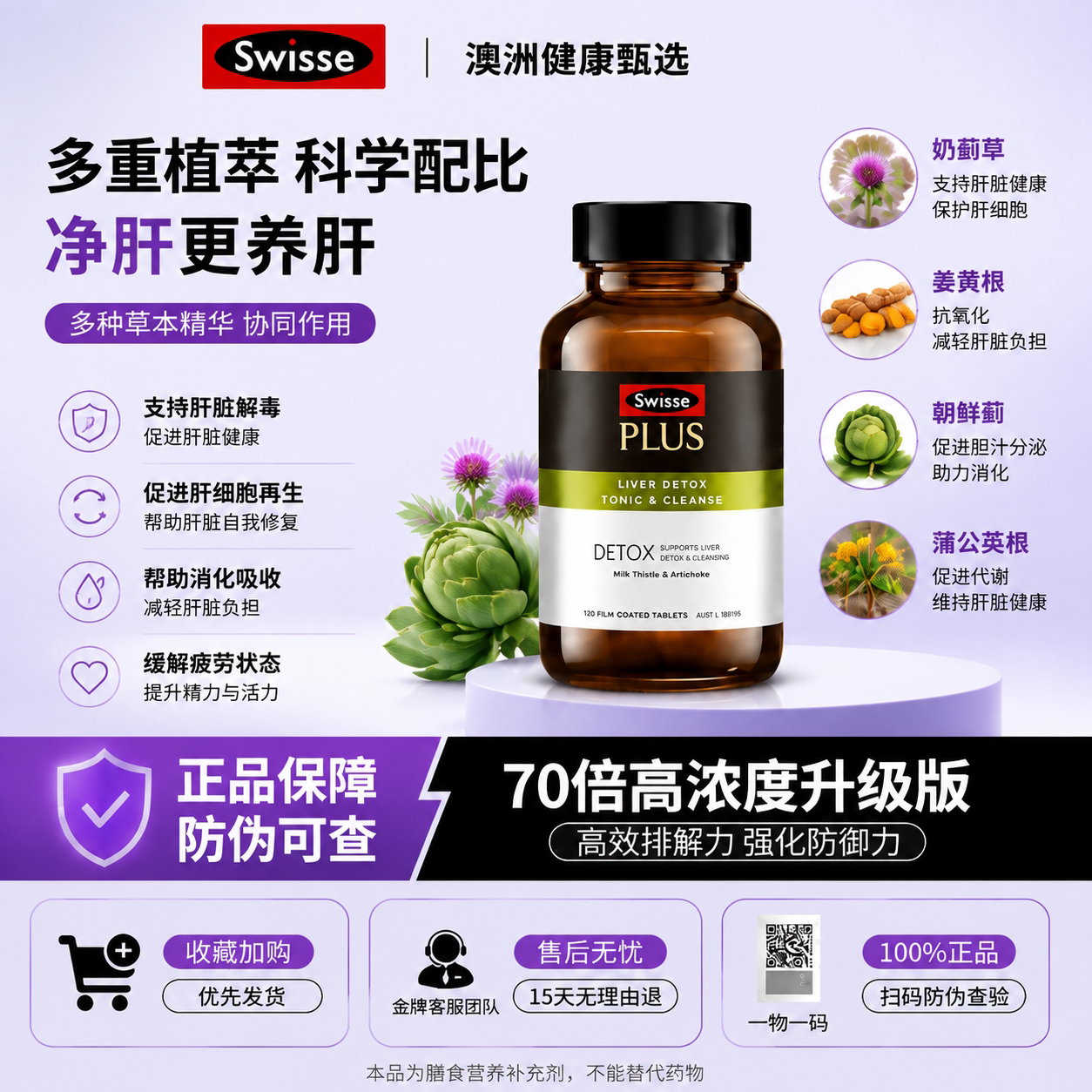 Swisse奶蓟草肝脏排毒片120粒