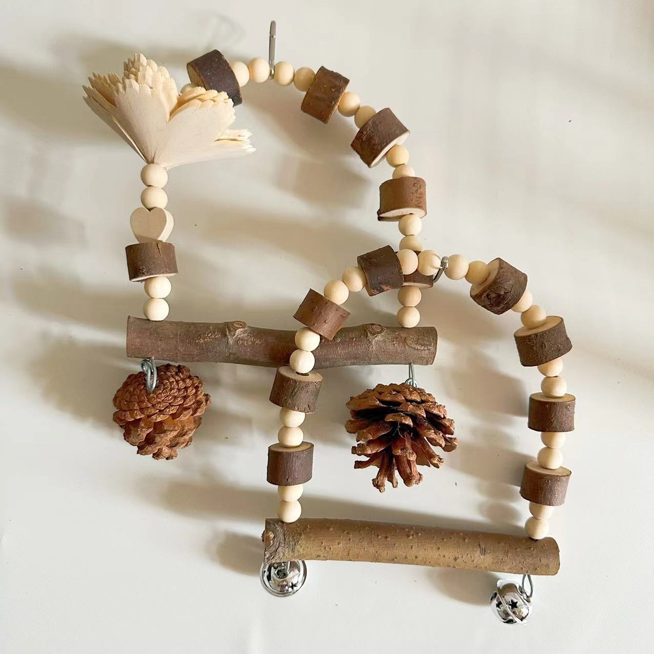 鹦鹉玩具 牡丹鹦鹉原木摇摆秋千 玄凤鹦鹉小太阳秋千站杆鸟用品