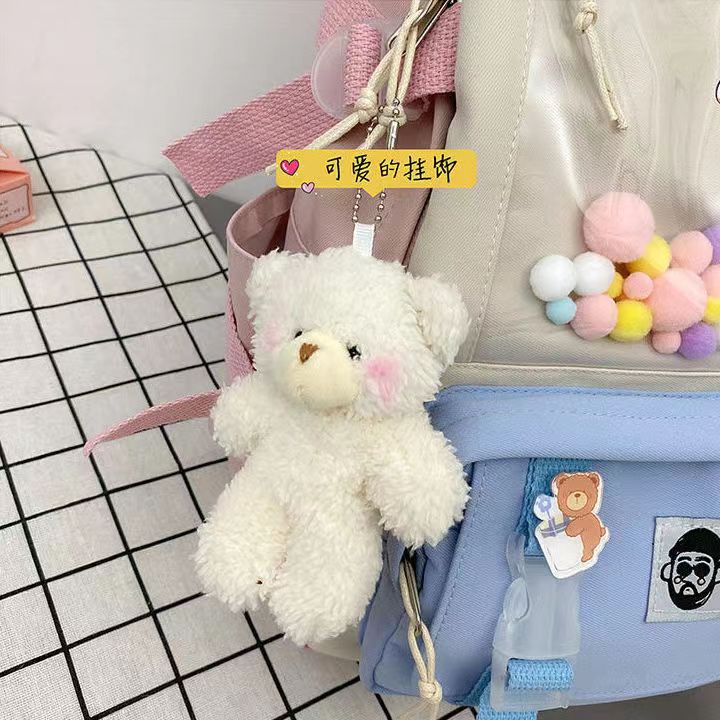 腮红小熊可爱毛绒公仔钥匙扣女生书包挂件背包挂饰生日礼物小玩偶图片