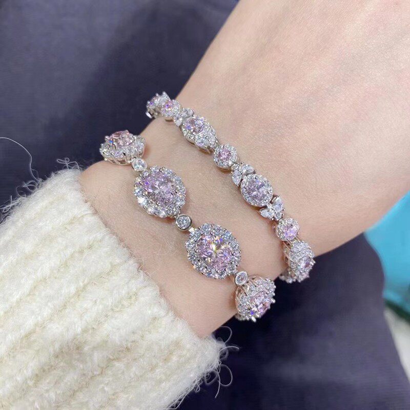PRINGXY银镀金粉钻手链首饰