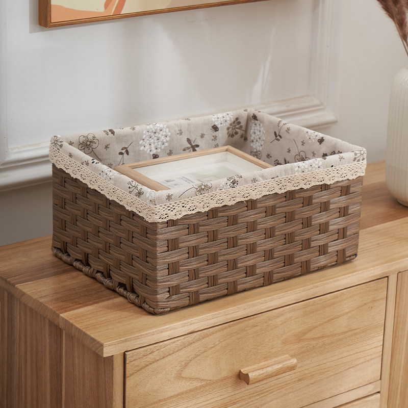 收纳筐衣物收纳箱家用收纳整理箱桌面零食化妆品收纳盒藤编收纳篮,收纳整理,收纳箱,淘宝优惠券,粉丝福利购,淘宝优惠卷