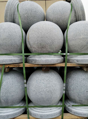 石球路障大理石挡车球红色广场止车石公园防撞石墩子花岗岩车挡石