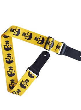 民谣吉他头电木肩带PICKPAL皮质吉它骷髅头通用图案背带弦乐器