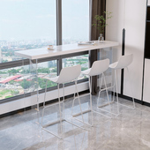 亚克力悬浮透明岩板吧台桌户外阳台隔断长条靠窗窄桌高脚纯白餐桌