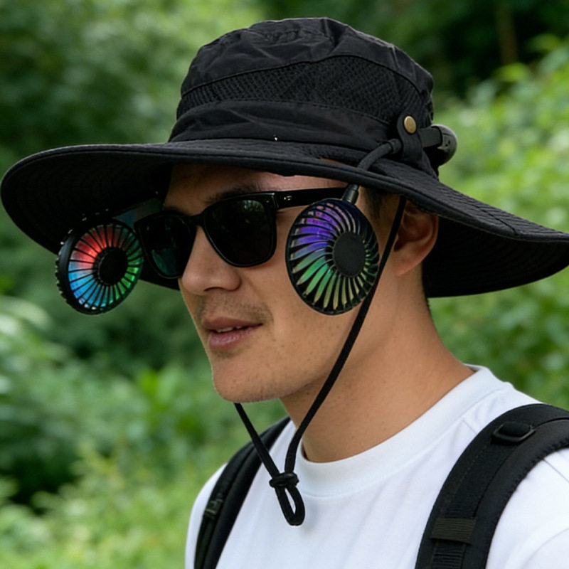 充电风扇帽子超长续航男