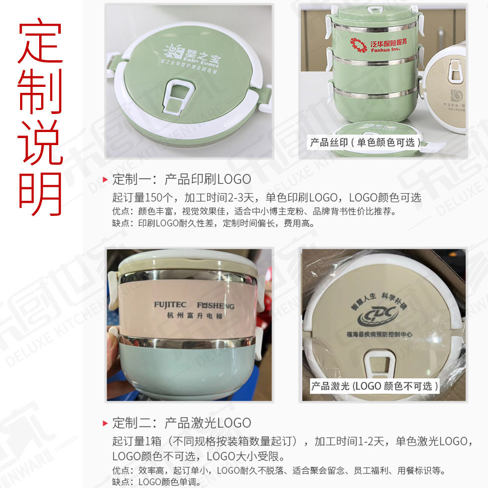圆形2层304不锈钢保温饭