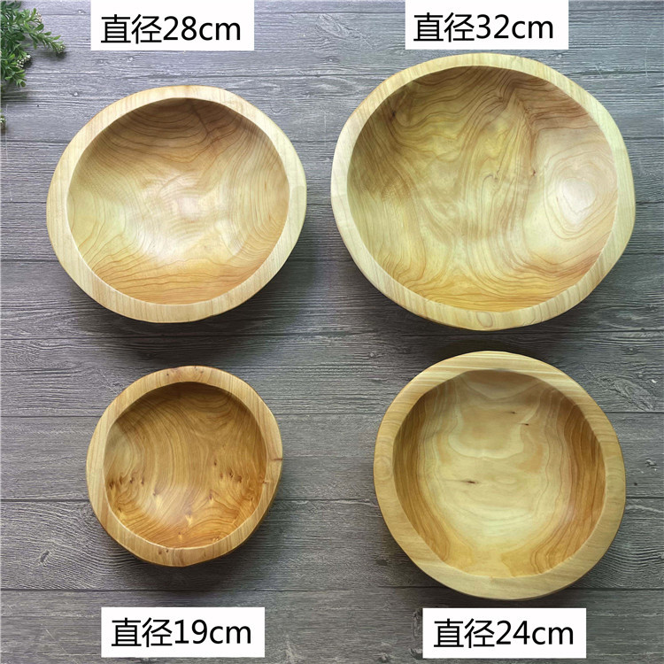 圆形实木果盘果盆木质创