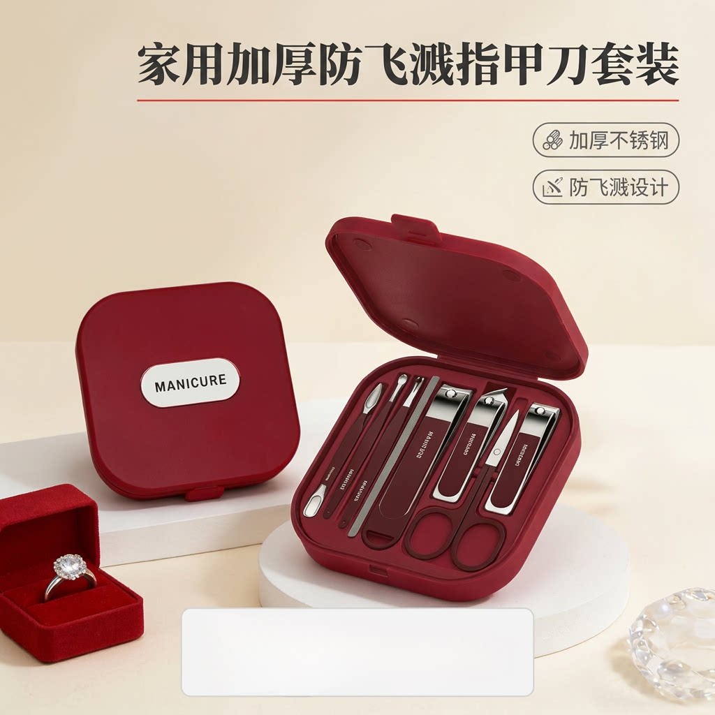 家用加厚防飞溅指甲刀8套装修剪指甲剪多功能指甲钳修甲护理工具