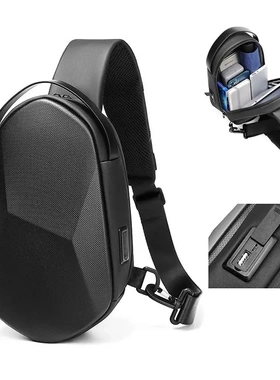 胸包男款斜挎包多功能时尚潮流休闲夏季防水硬壳斜跨机车单肩背包