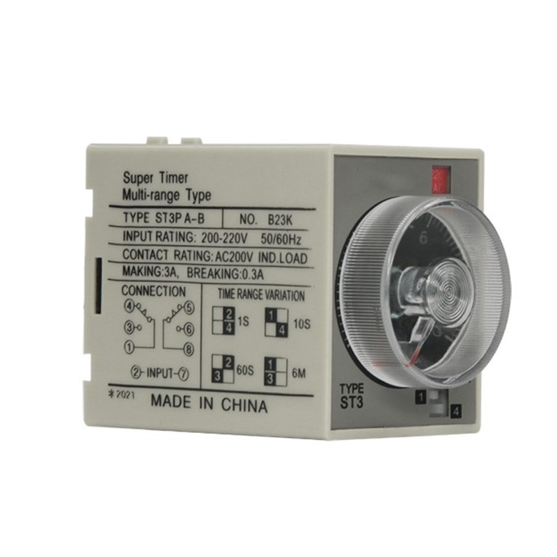 ST3P时间继电器 ST3PnA-B A C D全系列AC220V ST3PC-B 10秒 60M