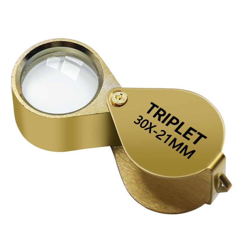 折叠式便携首饰珠宝古p玩鉴放大镜30倍金色手持放大镜实用型礼品