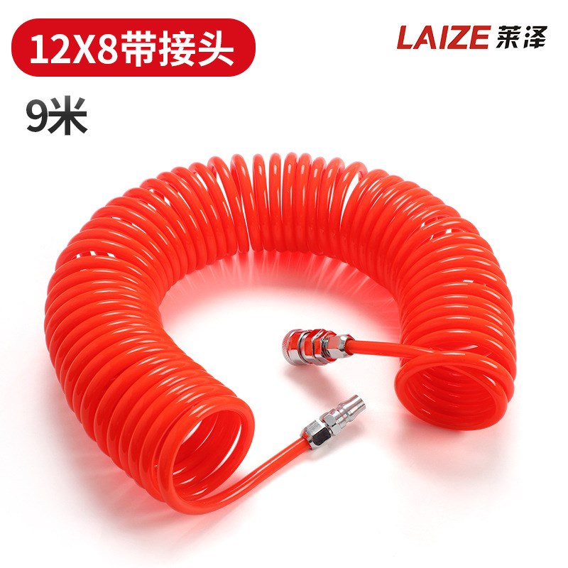 PU弹簧气管软管k螺旋伸缩空压机气泵高压汽管快速接头气动风管8mm