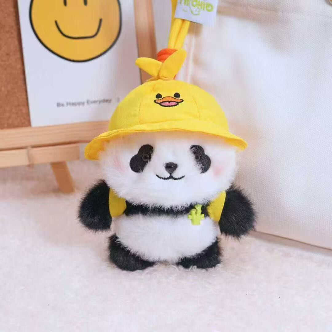 成都基地同款萌熊猫花花背包挂件小动物钥匙扣手腕绳饰品赠好友