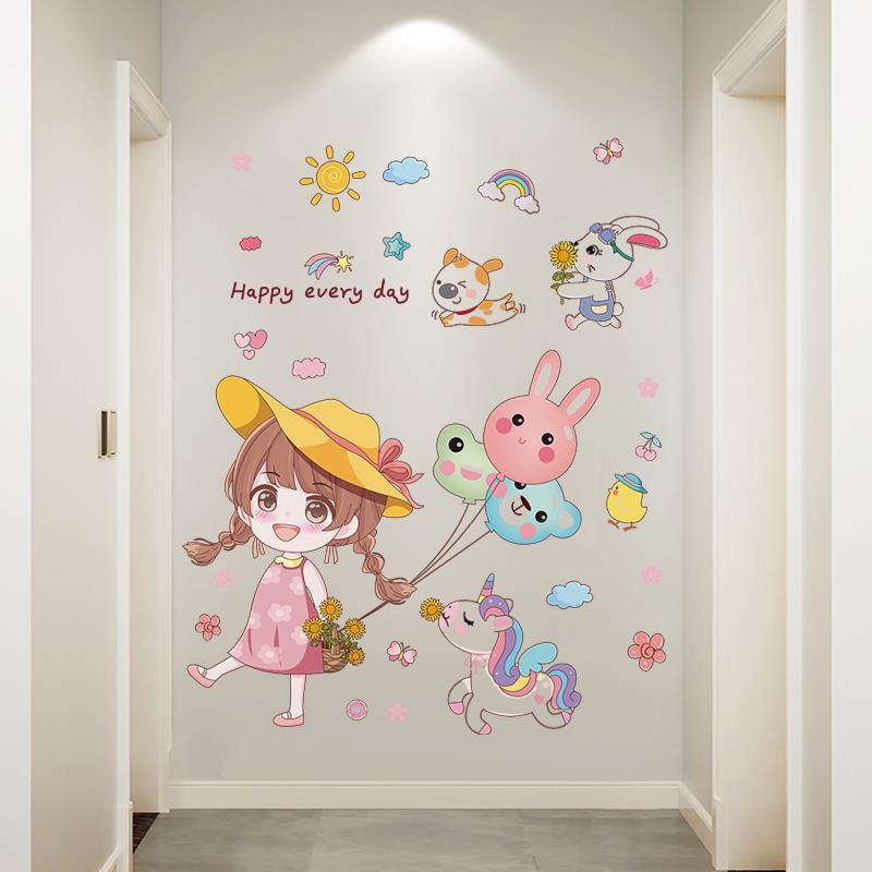 玄关走廊进门墙贴清新绿植盆栽自粘贴画墙面遮丑背景装饰贴
