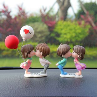 网红同款 饰品摆件 汽车情侣摆件内饰车载后视镜情侣蛋糕装