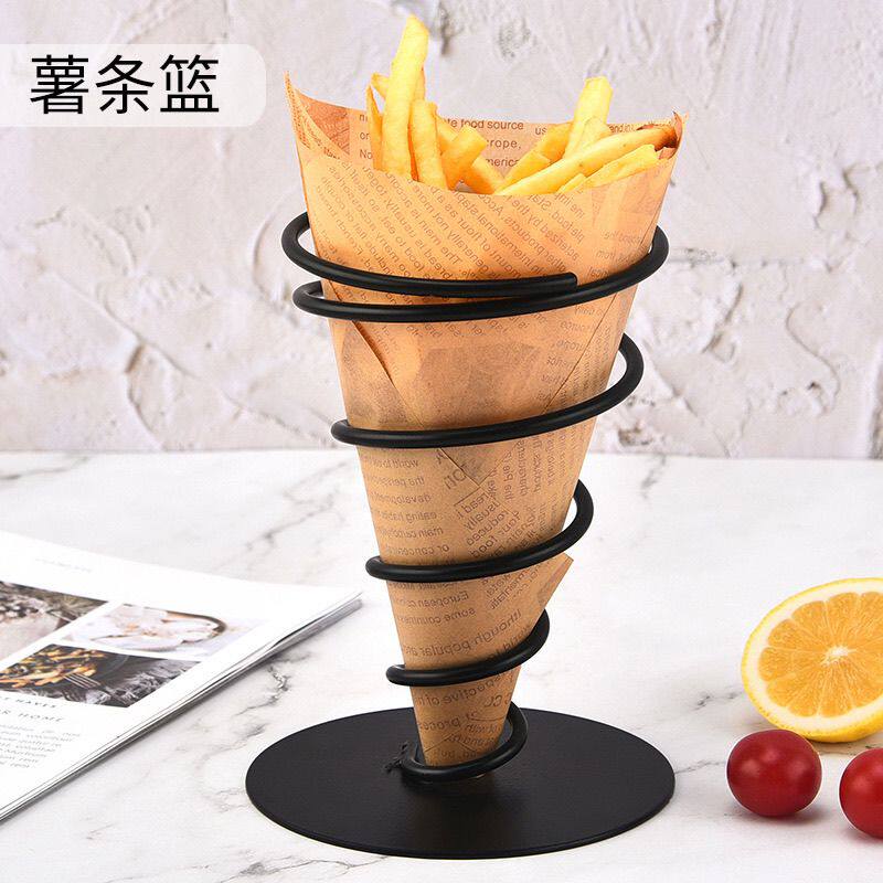 创意铁艺锥形冰淇淋薯条架炸鸡点心篮鸡米花小吃支架架子