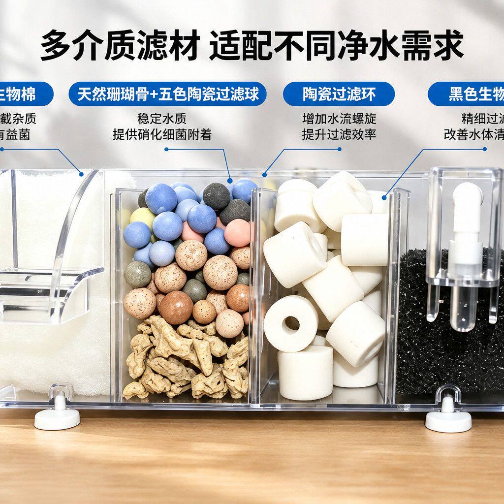 龟缸顶部壁挂滴流盒多合一增氧过滤器壁挂式鱼缸净水过滤盒子
