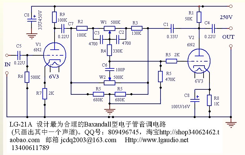 6n2电子管音调板 baxandall型 高音低音音调板pj.巴克森道尔lg2