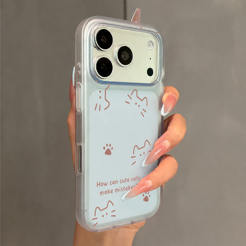 线条猫咪适用苹果17promax手机壳iphone16pro套17软16新款iPone防摔pro女15的14plus男1