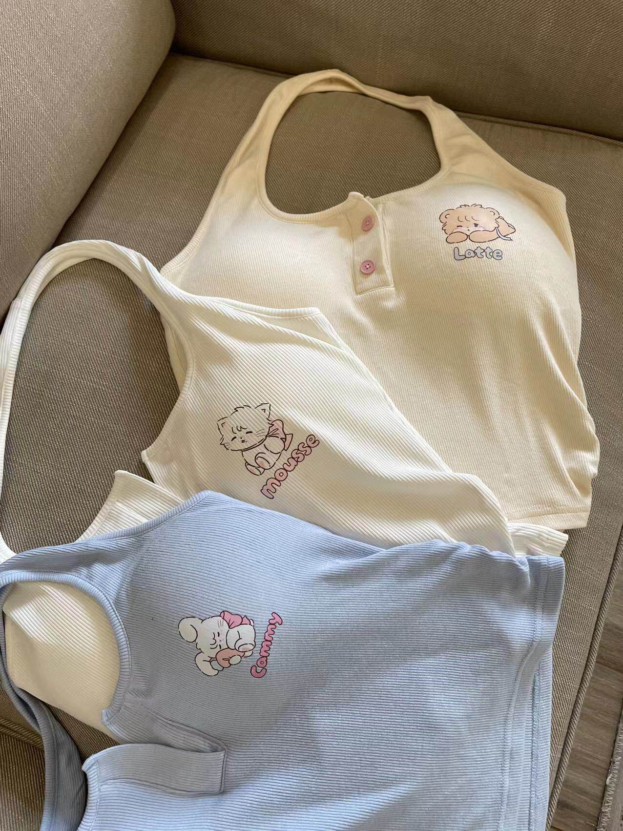 mikko联名挂脖睡衣性感可爱少女印花家居服可外穿套装ins吊带夏棉