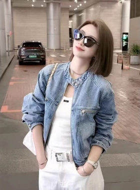 韩版烫钻牛仔外套女2026