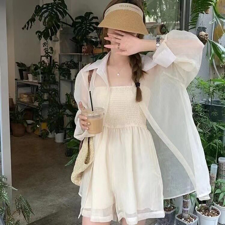 纯欲微透防晒衬衫外套女夏季新款设计感小众开衫上衣ins潮