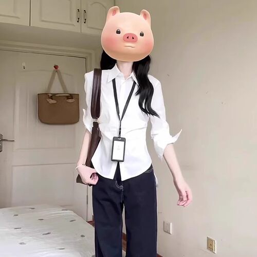 白色长袖衬衫上衣女春季2