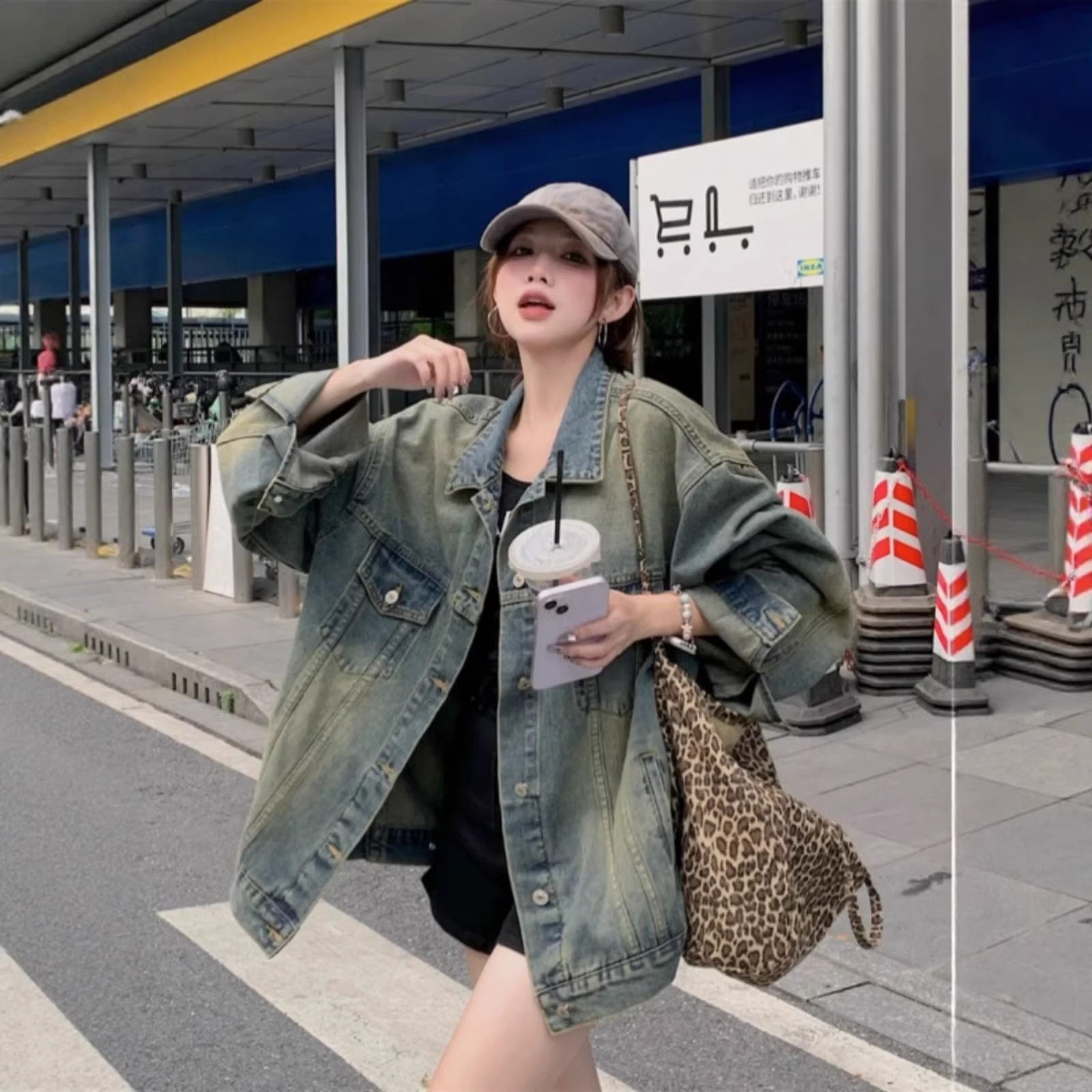 水洗复古美式牛仔外套女高街潮牌情侣外套女2026春韩版百搭外套